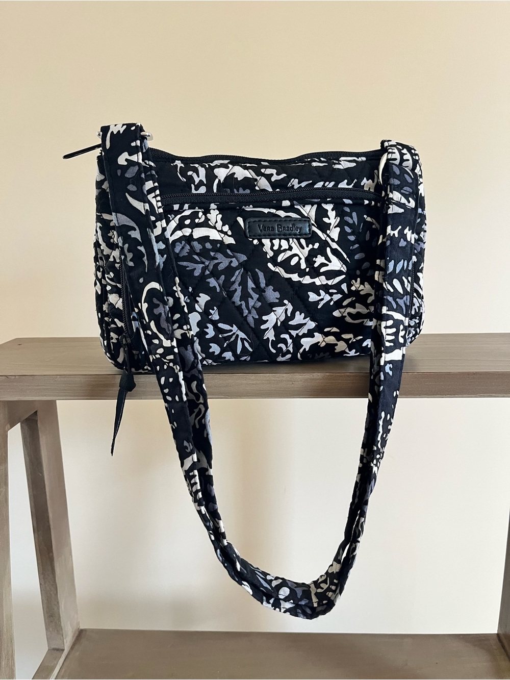 Vera Bradley Paisley Noir Black & White Quilted Floral Crossbody